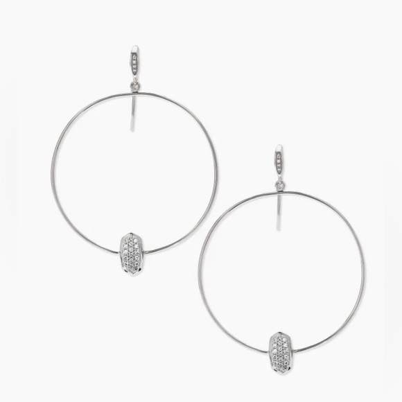 Kendra Scott Elora 14k White Gold Hoop Earrings in White Diamond - Picture 2 of 4